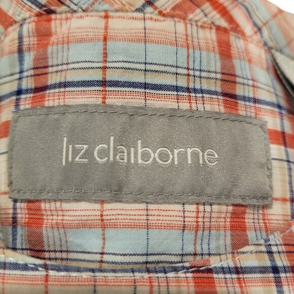 Liz Claiborne Size 3X Multi-Color Plaid All Cotton Blouse Short Sleeve Shirred - Picture 2 of 13